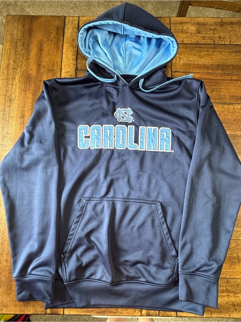 Champion Men's Navy and Light Blue Carolina Hooded Pullover